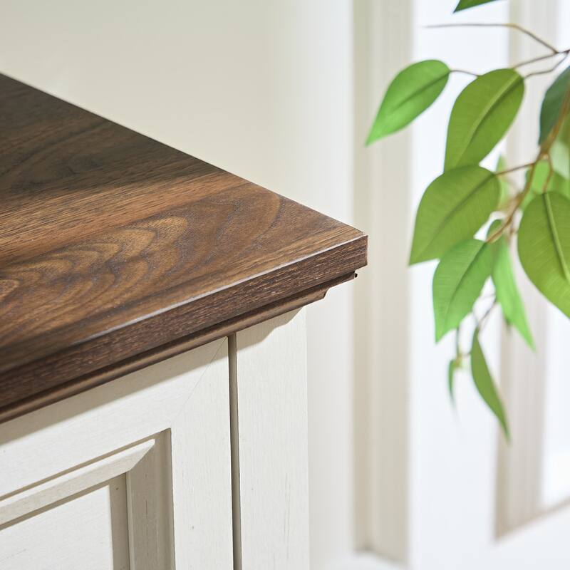 Farmhouse Style 7-Drawer Horizontal Dresser with Rustic Wood Wide Finish and Metal Ring Handle