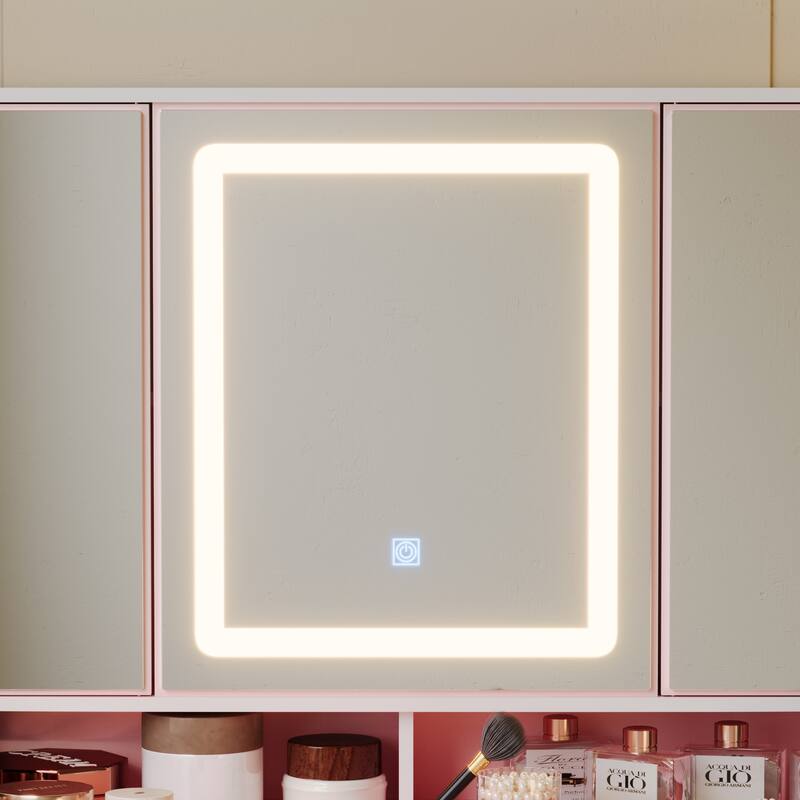 9-Drawer Vanity Set with Crystal Pulls and Versatile Mirror Lighting