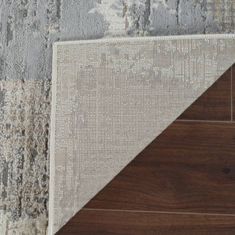 Bibiz Distressed Abstract Modern Stain Resistant Woven Area Rug By HomeRoots