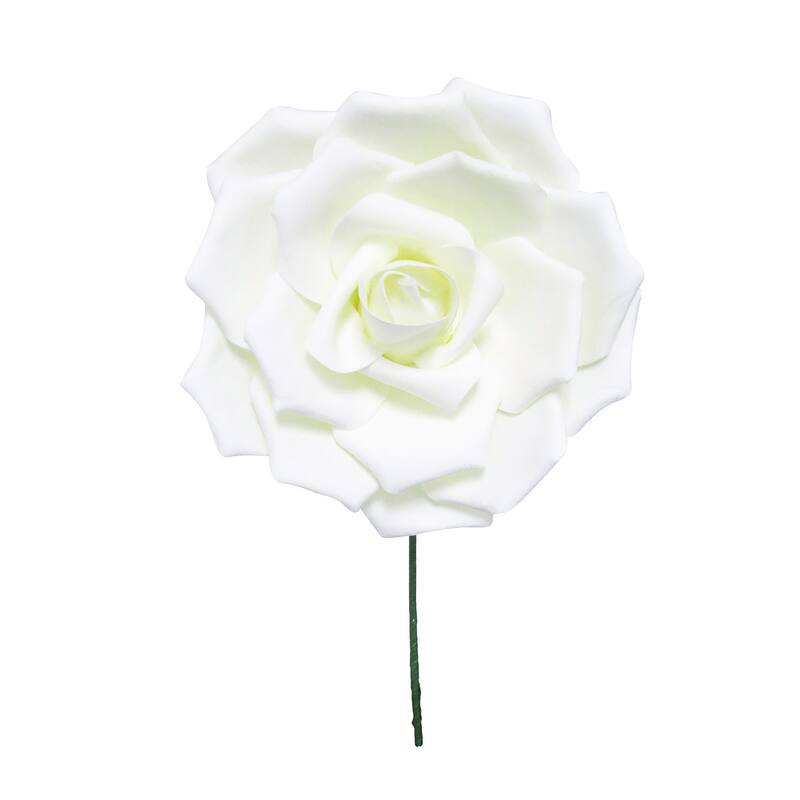 Set of 2 Large Foam Rose Stem Flower Wall Decor Backdrop Art Crafts - 12" D x 4" DP - Cream White