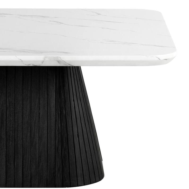 Furniture of America Tonix Modern White and Black Square Faux Marble Top Coffee Table