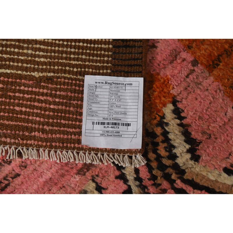 Abstract Geometric Moroccan Oriental Area Rug Handmade Wool Carpet - 6'6" x 9'9"