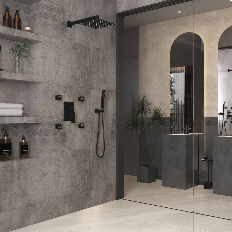 High Pressure Wall Mounteded Pressure-Balanced Shower System in Matte Black