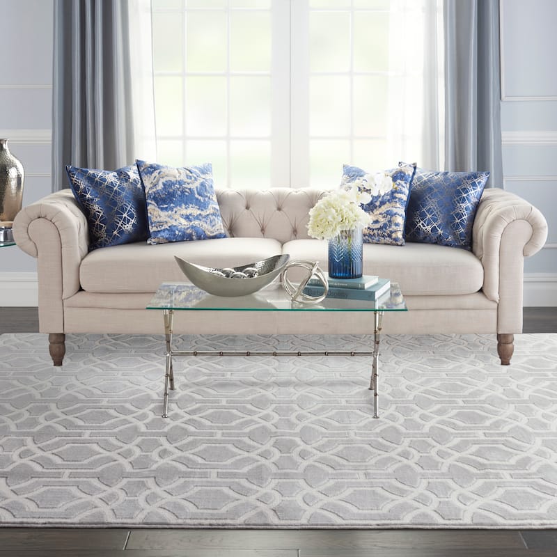 Nourison Joli Geometric Lattice Area Rug - 8'6" x 11'6" - Grey/White