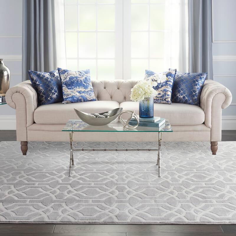 Inspire Me Home Decor Joli Geometric Lattice Area Rug - 8'6" x 11'6" - Grey White
