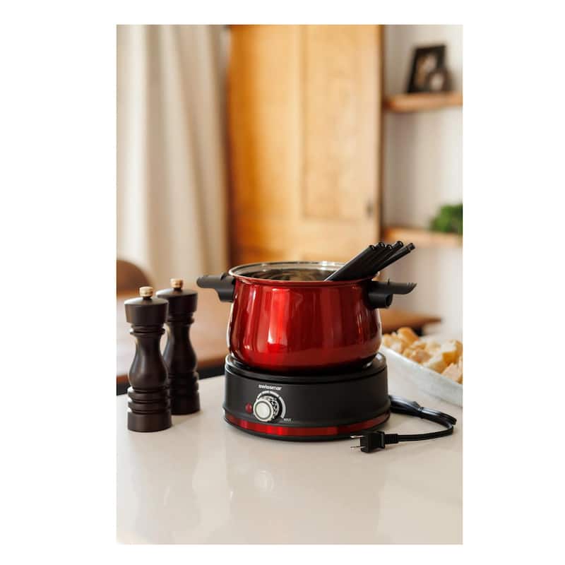 Swissmar Arolla Red Stainless Steel Electric 3-in-1 Fondue Set