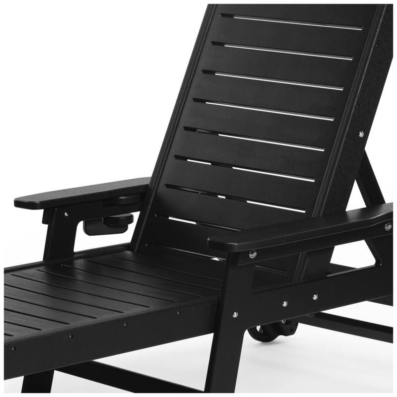 Brighton Outdoor 2-Piece Poly Reclining Chaise Set with Wheels & Cup Holder