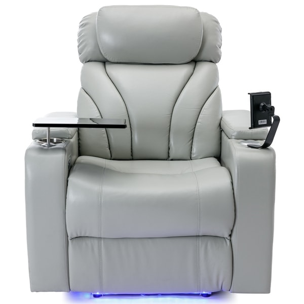 Power Motion Recliner with USB Charging Port and Hidden Arm Storage, Home Theater Seating with Convenient Cup Holder Design
