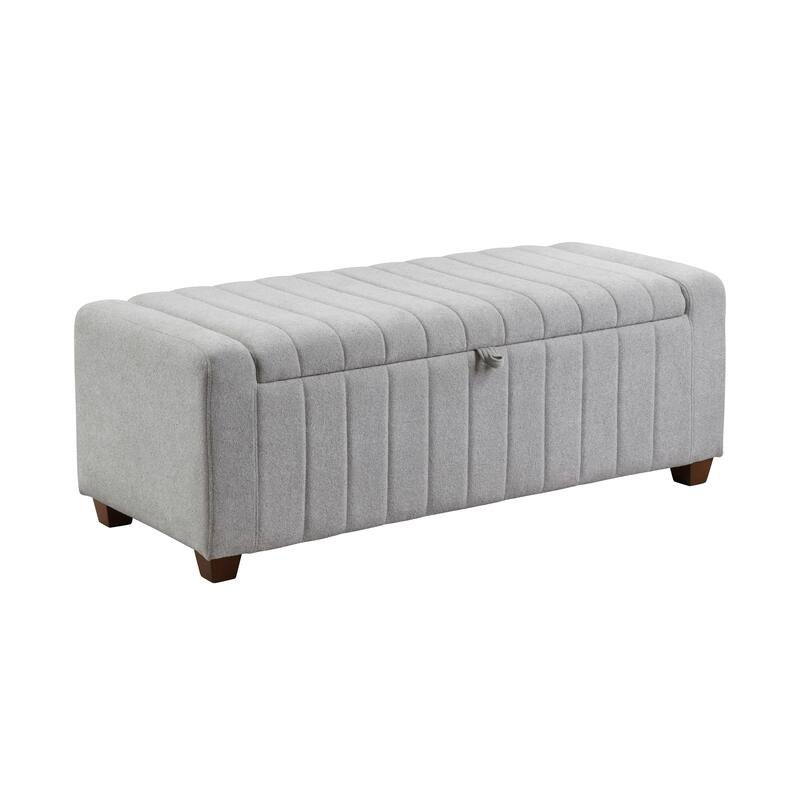 Upholstered Bench with Internal Storage - Gray