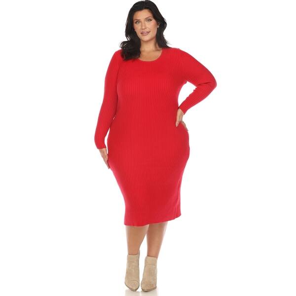 Plus Size Long Sleeve Rib Midi Sweater Dress - Bed Bath & Beyond - 41628782 Plus Size Long Sleeve Rib Midi Sweater Dress - Bed Bath & Beyond - 41628782