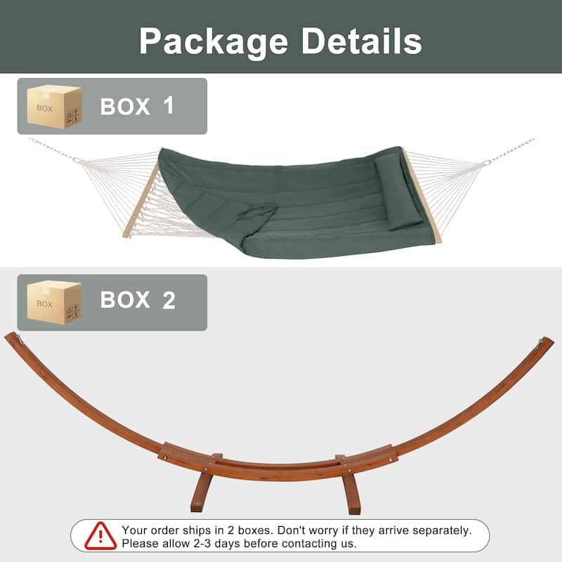 Rope Hammock with 13.5ft Wooden Stand and Removable Pad