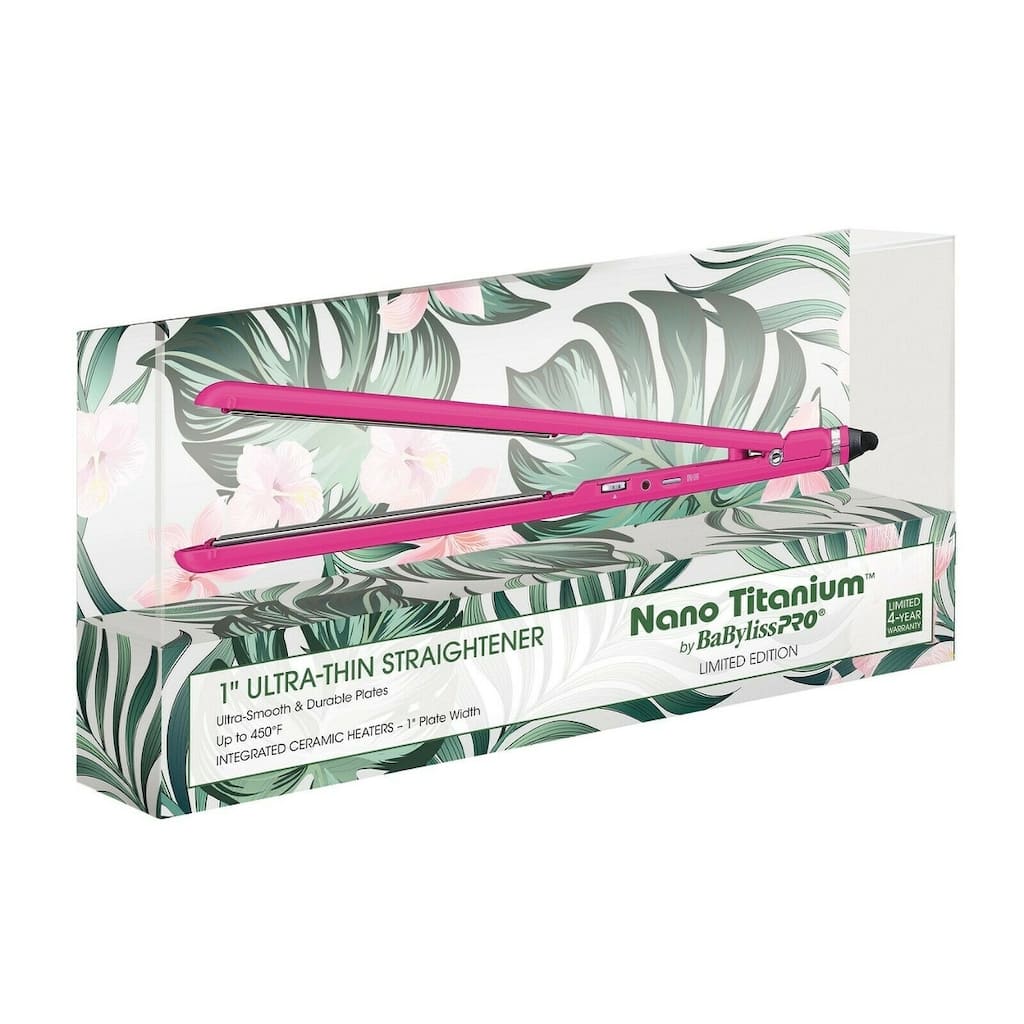 BabylissPRO Nano Titanium 1inch Ultra-Thin Straightener, Pink