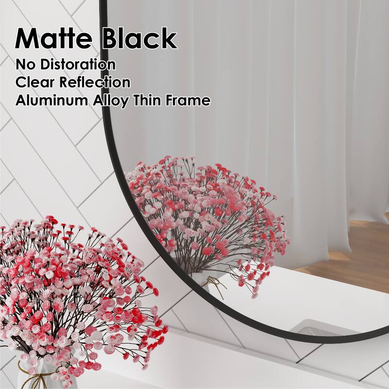 Bathroom Wall Mounted Oval Metal Framed Mirror