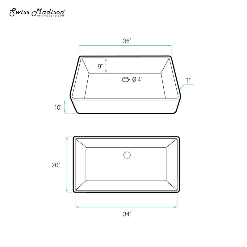 Elegance 36" X 20" Single Basin Fireclay Farmhouse Kitchen Sink In Glossy White With Stainless Steel Grid