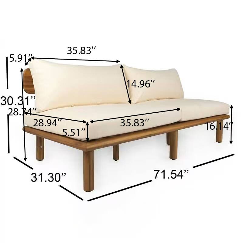 Christopher Knight Home - Ardeno Outdoor Acacia Wood Sofa Loveseat with Cushions and Water-Repellent Fabric - 71.54