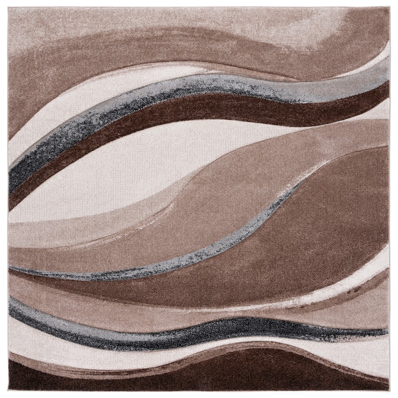 SAFAVIEH Hollywood Osanna Mid-Century Modern Rug - 6'7" Square - Brown/Ivory