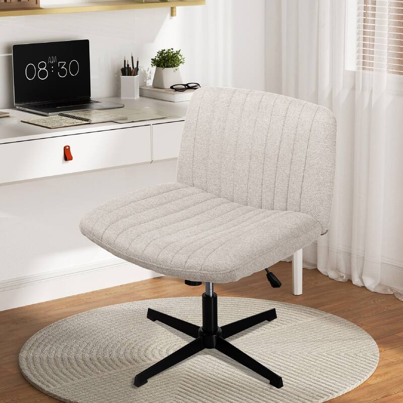 Futzca Office Chair, Armless Wide Chair of Height Adjustable Swivel - Beige