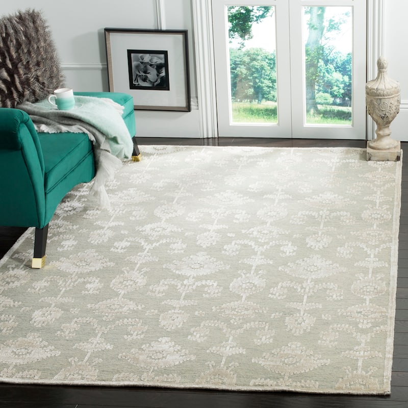 SAFAVIEH Couture Hand-knotted Tibetan Corneliea Modern Wool Rug - 6' x 9' - Grey/Linen