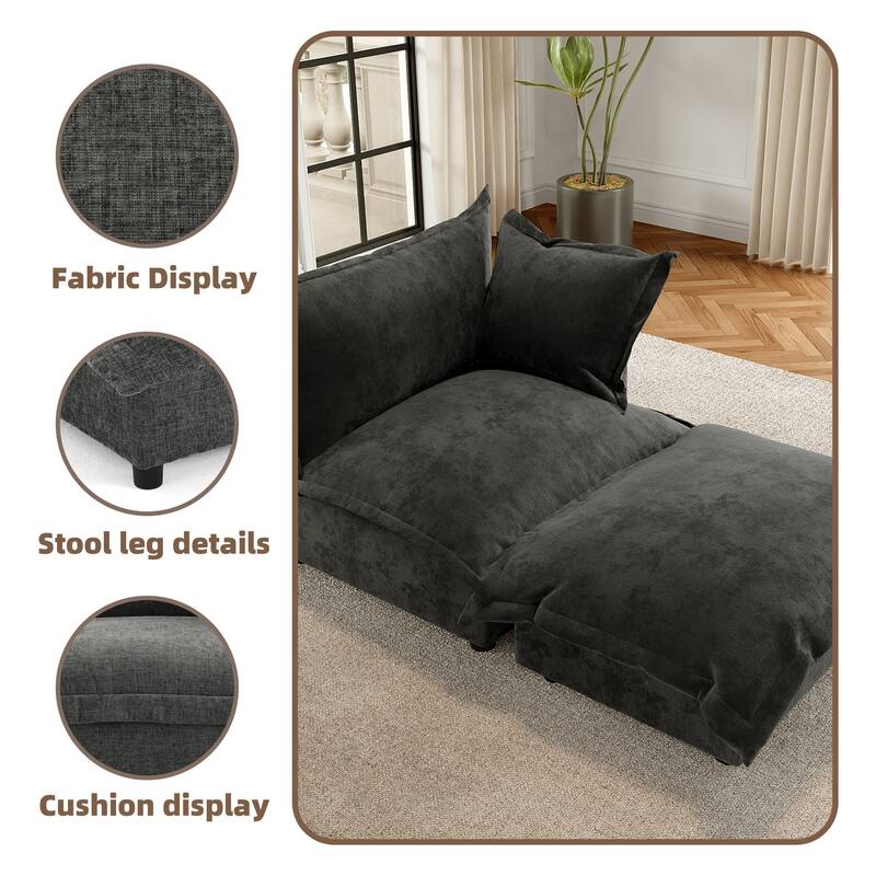 Modern Cloud Chaise Longue Accent Chair with Ottoman set