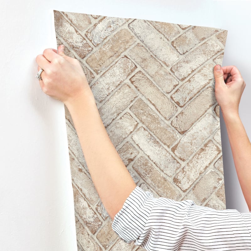 Chesapeake Canelle Rust Brick Herringbone Wallpaper