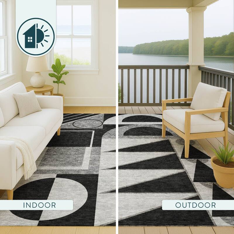 Machine Washable Indoor/ Outdoor Modern Crowley Chantille Rug