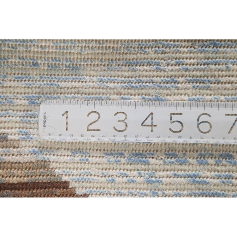 All-Over Striped Abstract Modern Accent Rug Handmade Wool Carpet - 2'8"x 4'8"