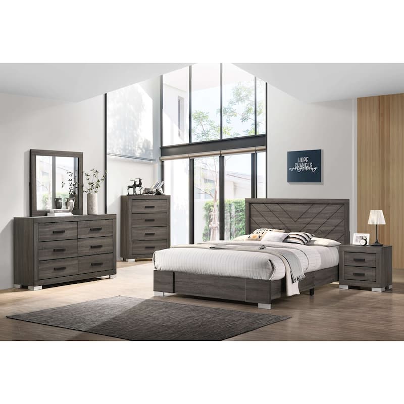 Advanced Elegant Oak-Gray Suave Chest with 4 Spacious Drawers