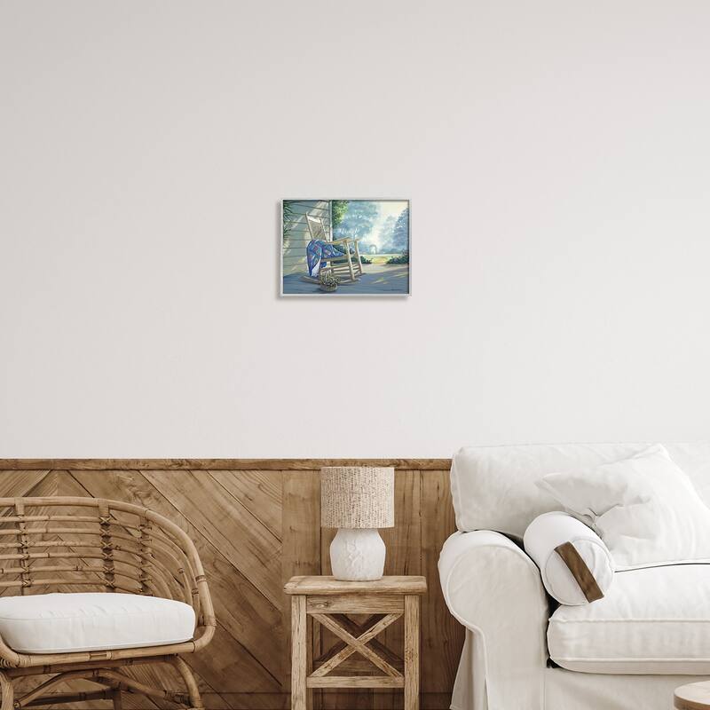 Stupell Rocking Chair on Porch Framed Giclee Art Design by Michael Humphries