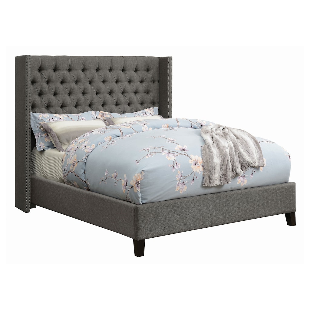 Bancroft Transitional Fabric Upholstered Wingback Bed