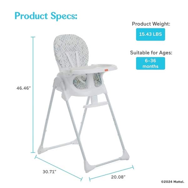 dimension image slide 1 of 3, Fisher Price Tiny Bites Highchair by Dream On Me