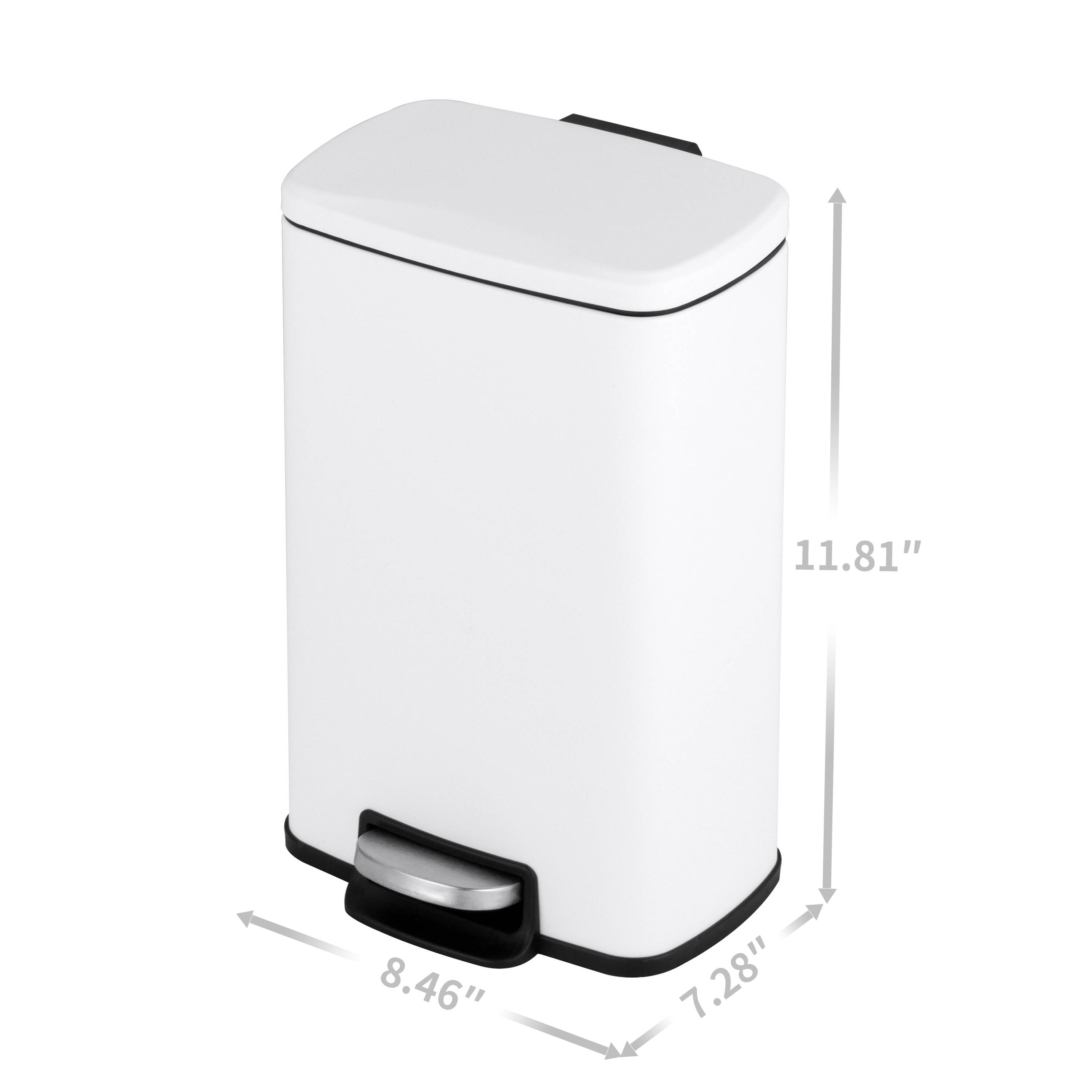 Innovaze 8 Gal.30 Liter and 1.3 Gal.5 Liter Rectangular Stainless Steel Step-On Trash Can Set for Kitchen and Bathroom