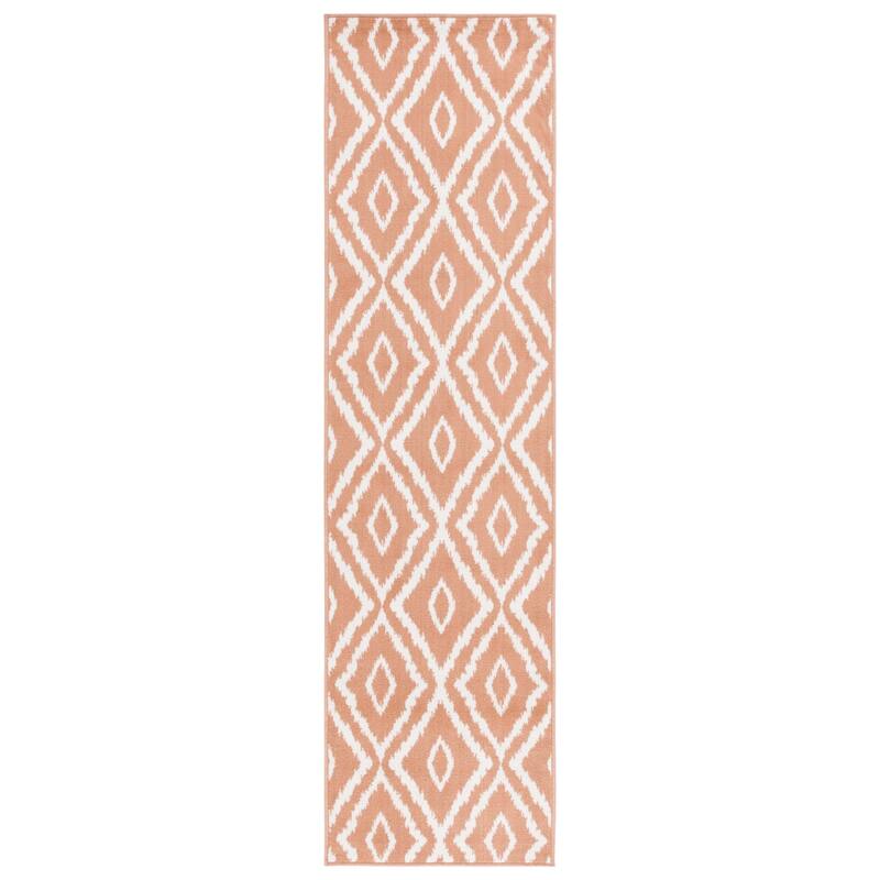SAFAVIEH Pyramid Whitney Boho Geometric Rug - 2'2" x 8' Runner - Rust/Ivory