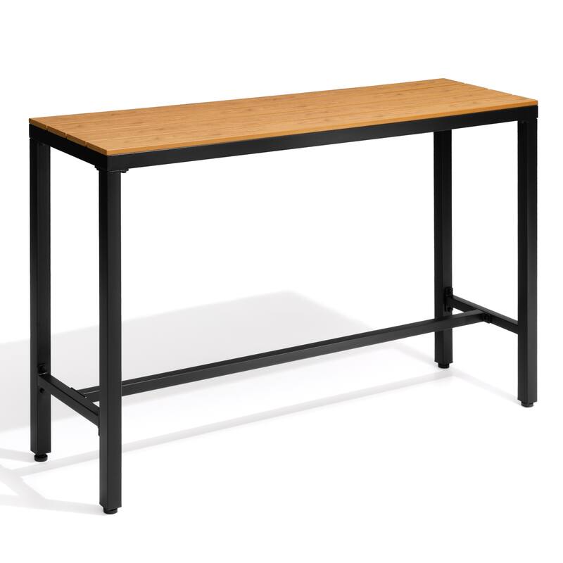 VredHom Outdoor Bar Table Rectangular Pub Table - Brown - 55.1 inches