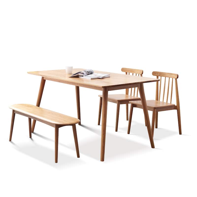 Nestfair Oak Wood Dining Bench Bed Bench