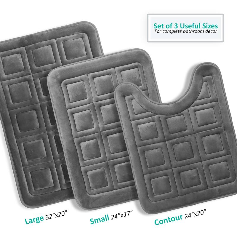 Clara Clark Ultra Soft Non Slip and Absorbent Bath Rug - Waffled Velvet Memory Foam Bath Mat
