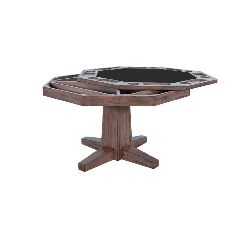 Yael Game Table w Reversible 53 Inch Black Felt Tabletop, Brown Mahogany Wood