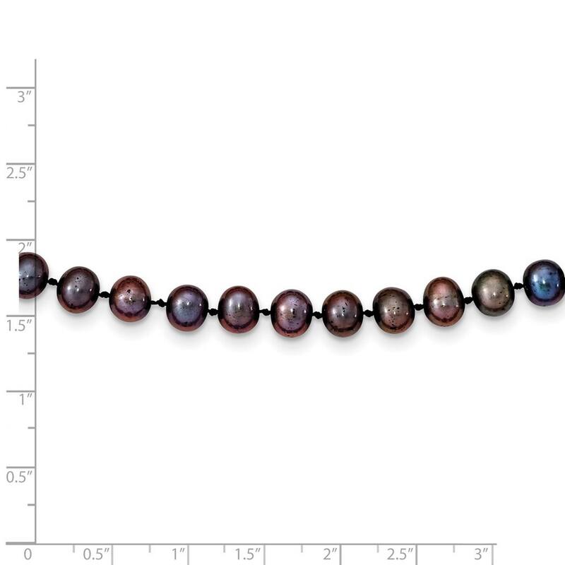 Curata 14k Yellow Gold Pearl clasp 6 6.5mm Black Freshwater Onion Freshwater Cultured Pearl Bracelet 7.5 Inch