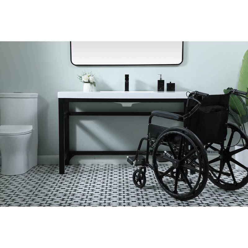 Luna 36 - 60 Inch ADA Compliant Single Bathroom Vanity - 54 Inches - Black