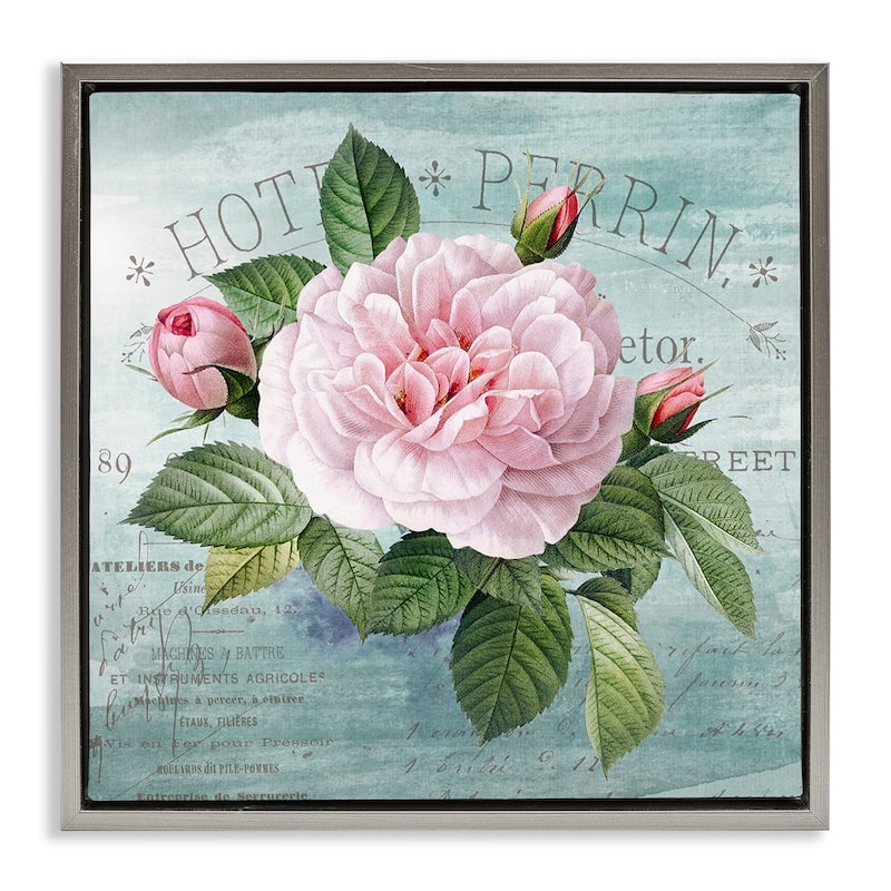 Stupell Bright & Rustic Tropical Bloom Framed Floater Canvas Wall Art Design By Susan Arnot - 25 x 25 - Grey