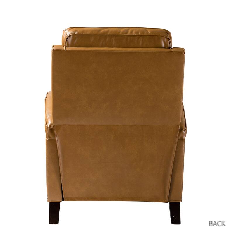 Gaspar Mid-Century Modern Genuine Leather Pushback Recliner with Wood legs Set of 2 by HULALA HOME