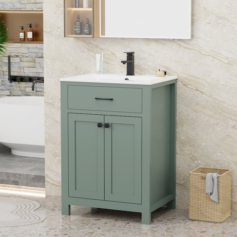 Modern Bathroom Vanity with Sink & Faucet Storage Cabinet Set