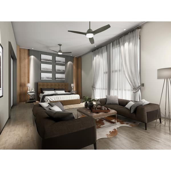 slide 2 of 6, Casablanca 52" Wisp Ceiling Fan with LED Light Kit and Handheld Remote Painted Pewter