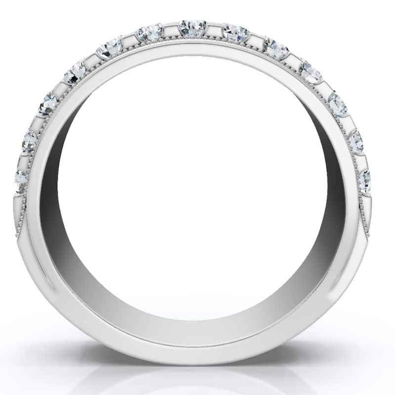 2Ct Men's Diamond Double Row Wedding Ring Polished Band in White or Yellow Gold
