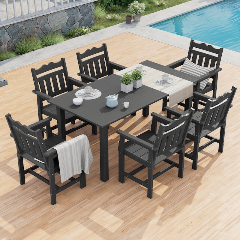 HIPS Outdoor Dining Set, Ergonomic Patio Chairs and Table(Set of 7) - Grey