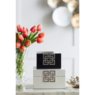 Black and White Geometric Design Square Decorative Boxes (Set of 2 ...