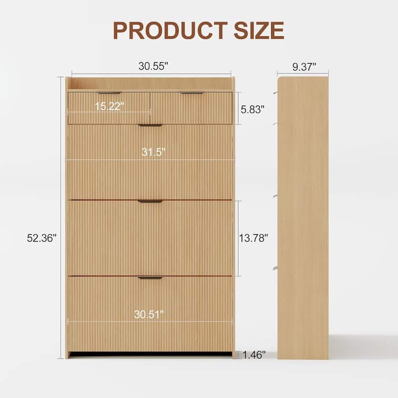 Modern Fluted Slim Shoe Storage Cabinet Organizer with 3 Flip Drawers for Apartment