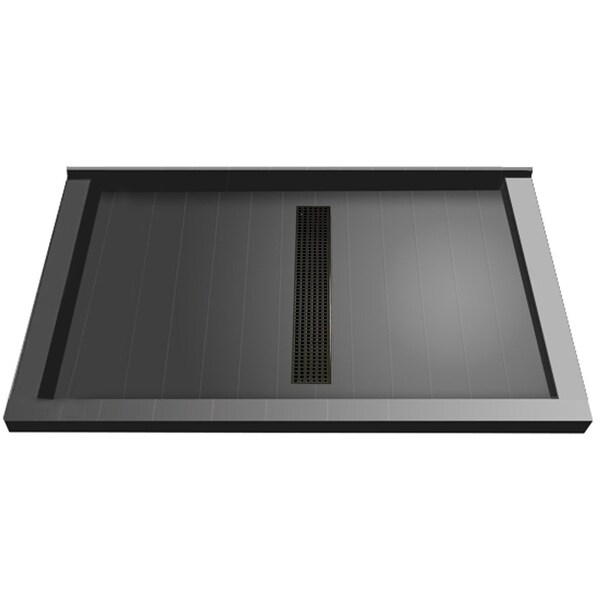 Tile Redi RT3448CTC-PVC Redi Trench 48" X 34" Single Wall Shower Pan with Triple Curb and 2" Center Drain