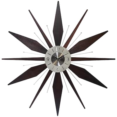 Utopia Starburst Mid-Century Modern Large 30 inch Wall Clock by Infinity Instruments - 30 x 2 x 30
