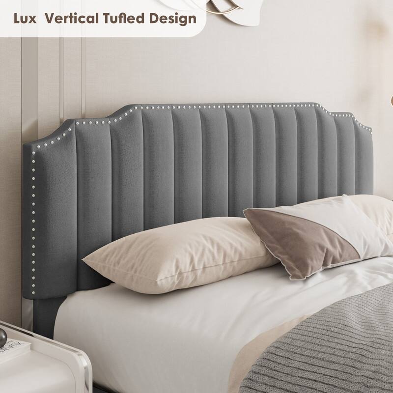 Modern Queen Size Velvet Upholstered Platform Bed for Bedroom