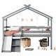 preview thumbnail 5 of 8, Grey House Bed Loft Twin Platform Bed wSlide and Ladder, Kids House Playhouse Bed, Under Bed Storage Bed for Small Living Spaces